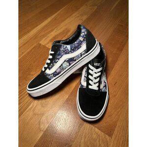 Womens Black and Floral Vans Size 7.5